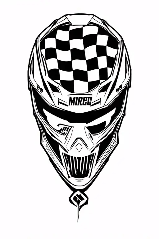 motocross helmet cheakered flag tattoo design idea