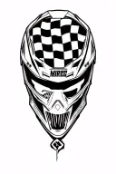 motocross helmet cheakered flag tattoo design idea