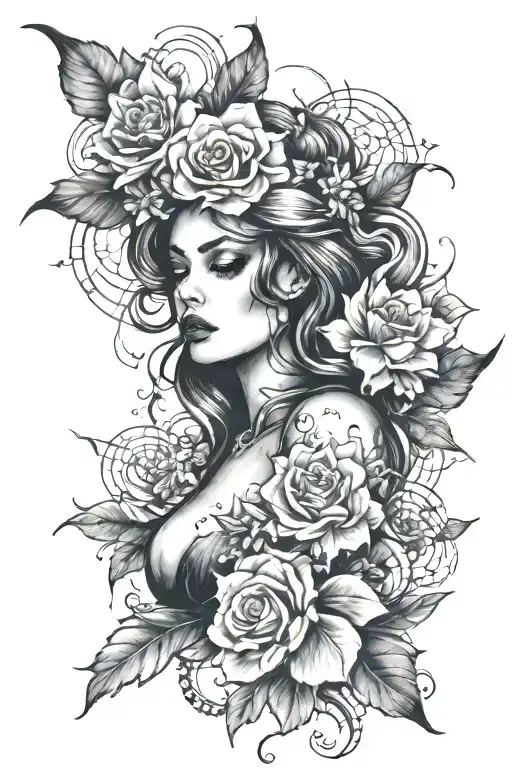 dark positive feminine  energy tattoo design idea