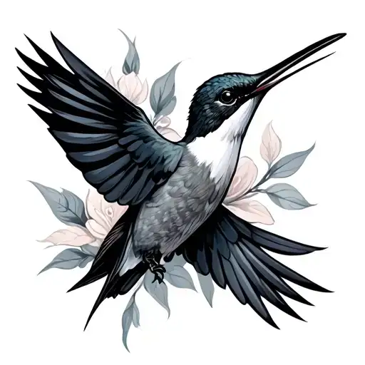 Black White Hummingbird tattoo design idea