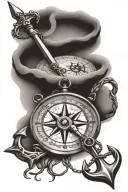 compass and anchor connected tattoo design idea
