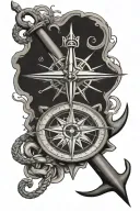 compass and anchor connected tattoo design idea