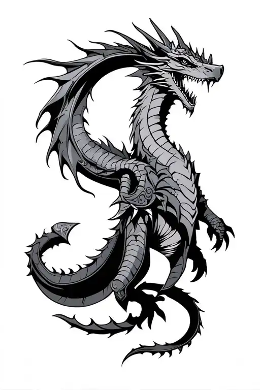 dragon medieval knight tattoo design idea