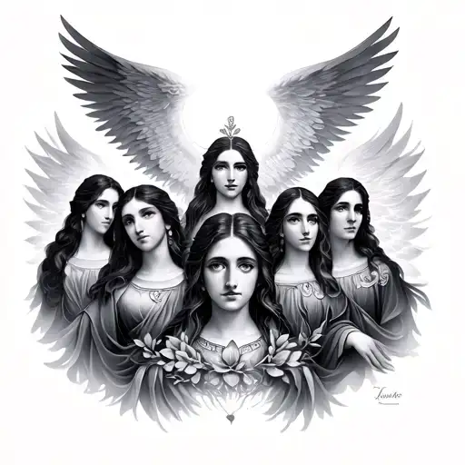 7 Heavenly Virtues tattoo design idea
