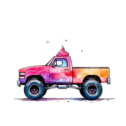 monster truck cupcake tattoo design idea