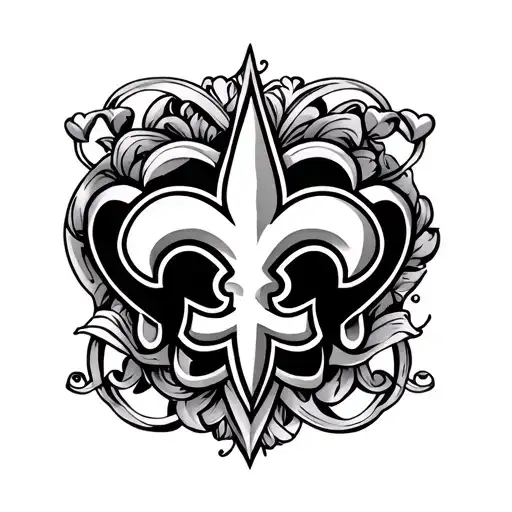 New Orleans saints logo incorporating elements hearts tattoo design idea