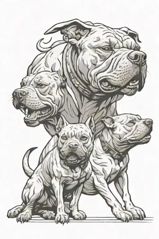 cerberus pitbull dog aggresive pitbull tattoo design idea