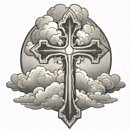 cross with clouds tattoo design idea