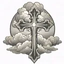 cross with clouds tattoo design idea