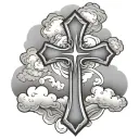 cross with clouds tattoo design idea