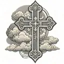 cross with clouds tattoo design idea