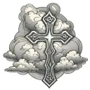 cross with clouds tattoo design idea