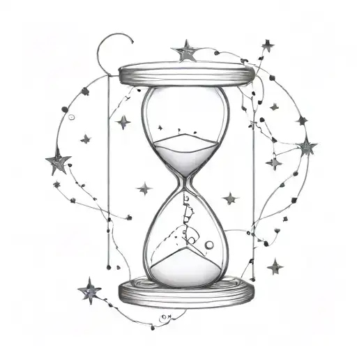 hourglass with leo constellation intertwined tattoo design idea