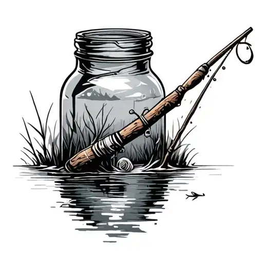 hunting fishing moonshine jar tattoo design idea