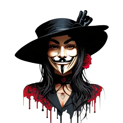 V for Vendetta Anime girl full body tattoo design idea