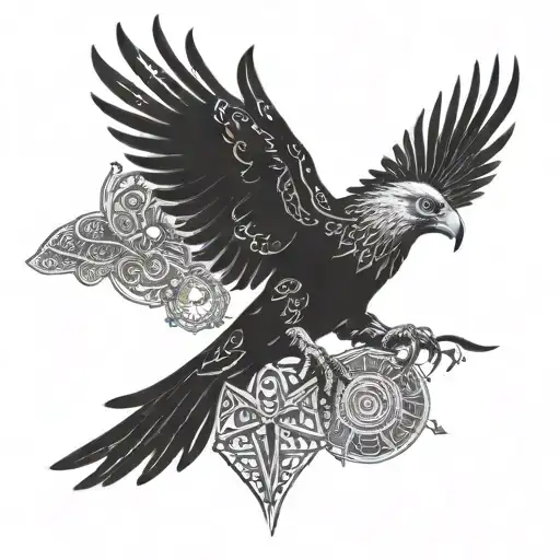 An intricate design combining elements of personal freedom, financial investment, and curiosity tattoo design idea
