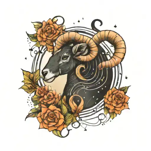 Aries constellation surrounded by music notes tattoo design idea