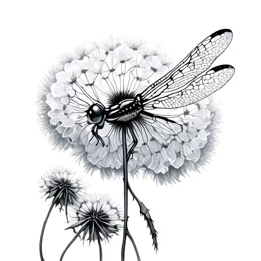 Dragonfly Dandelion tattoo design idea