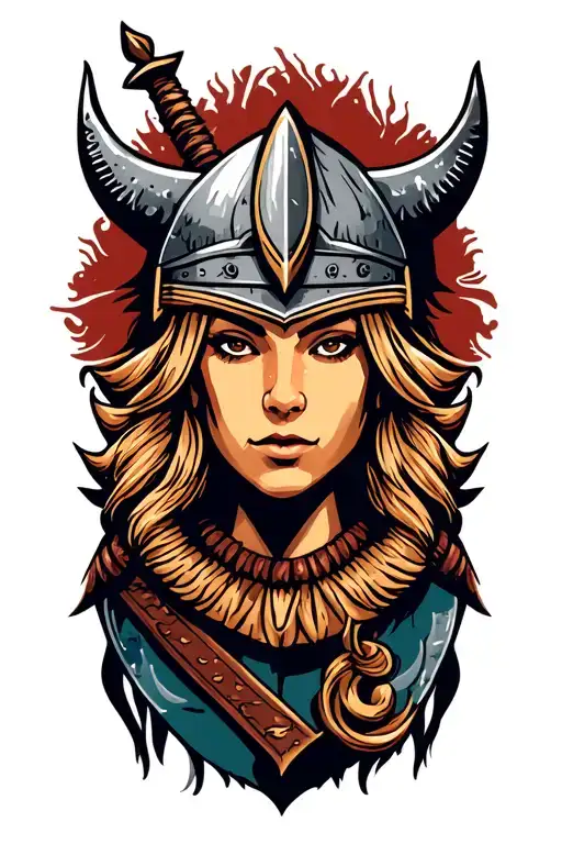 Viking warrior princess  tattoo design idea