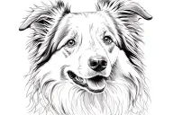 border collie portrait tattoo design idea