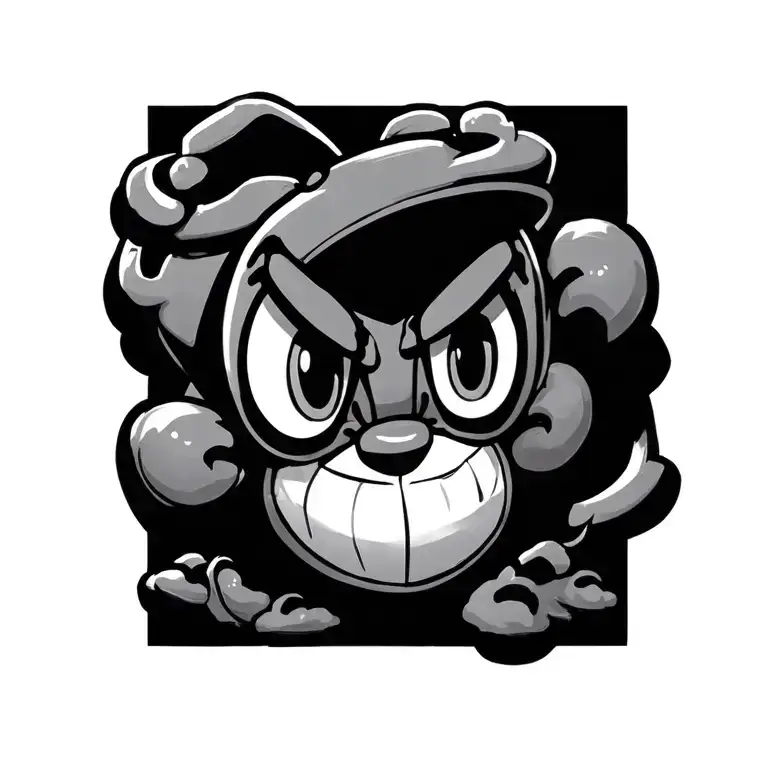 cuphead game style tattoo design idea