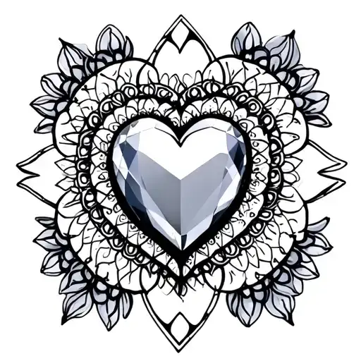 mandala with gemstone heart  tattoo design idea