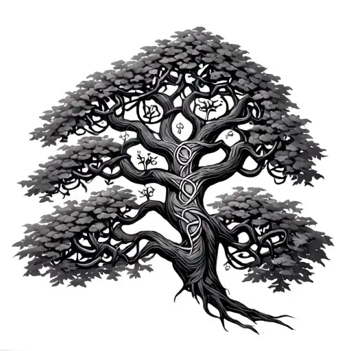 celtic family tree intertwined tattoo design idea