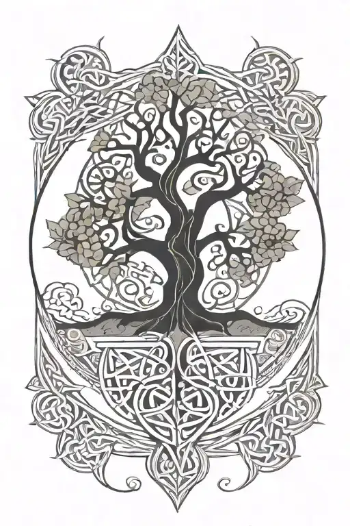 celtic and norse tree of life tattoo design idea