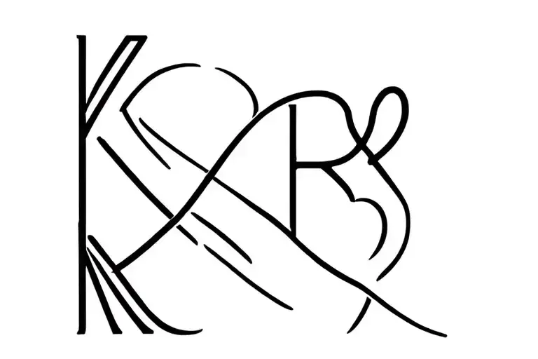 infinity symbol with initials letter K and R with heart tattoo design idea