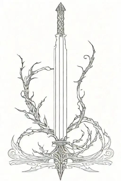 Narsil sword from the lord of the rings with elven inscriptions tattoo design idea