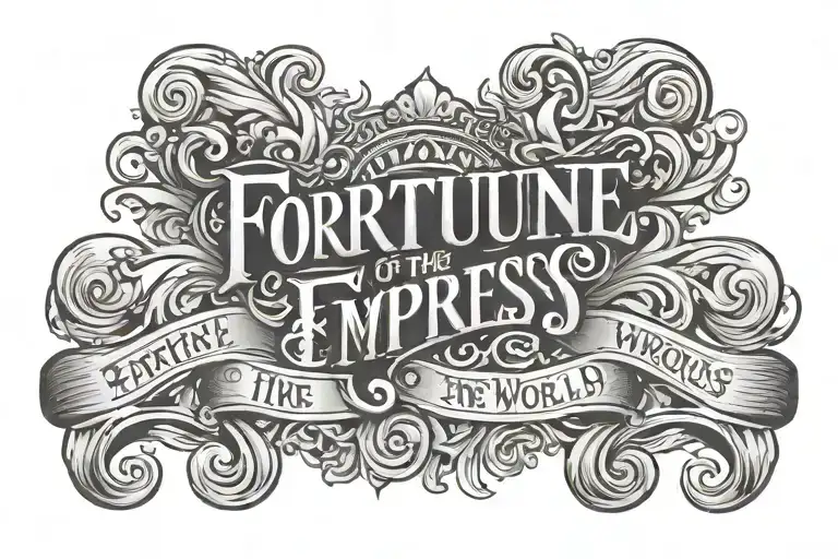 Fortune Empress of the World lettering tattoo design idea