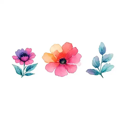 let them with 3 flowers growing tattoo design idea