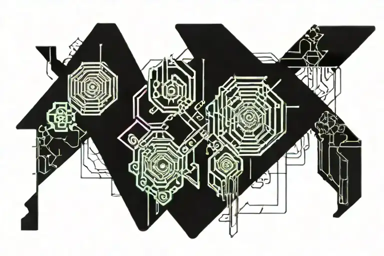 An eclectic representation of "unconventional and slightly strange" sprawled across a canvas of diverse textures  tattoo design idea