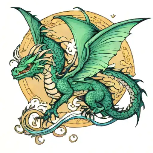 dragons fairies flying tattoo design idea