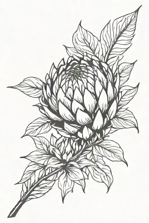 fine art tattoo of a protea flower entangled with a picture of a baby foot print from the hospital tattoo design idea