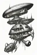 alien spaceship tattoo design idea