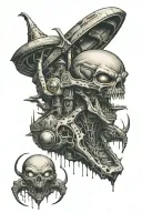 alien spaceship tattoo design idea