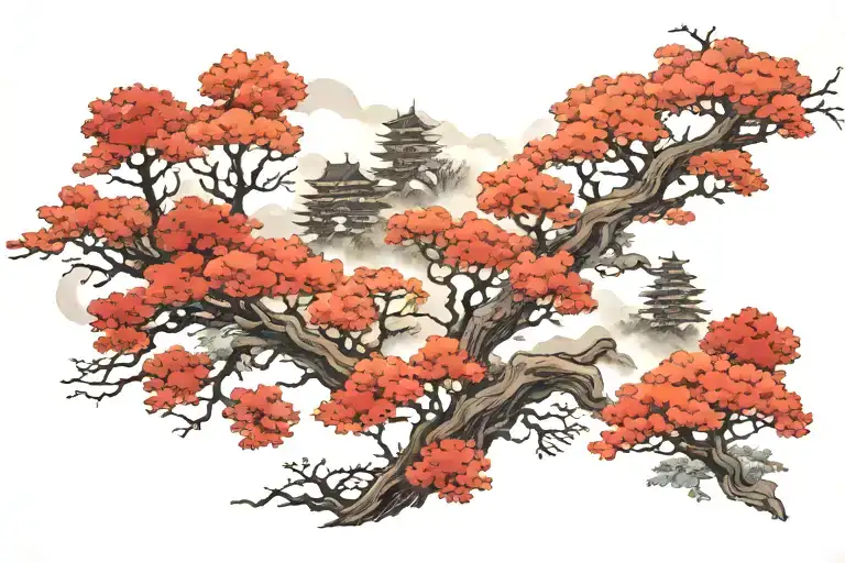 foggy pin forest  tattoo design idea