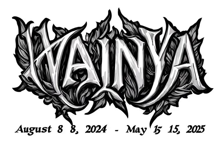 August 8, 2024 - May 15, 2025 written in Roman figures, with written below "Vanya" tattoo design idea