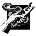 the creation of Adam with snake stoimy finger tattoo design idea