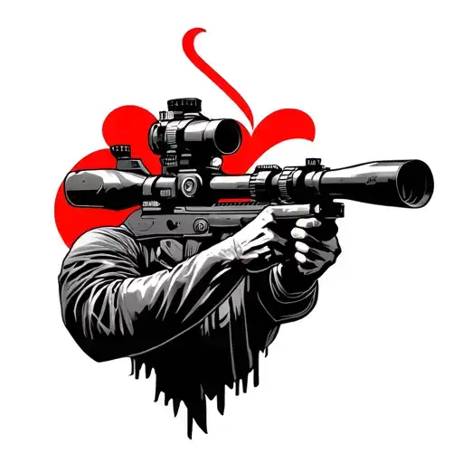 sniper with heart scope tattoo design idea