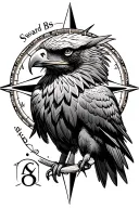 sward compass eagle tattoo design idea