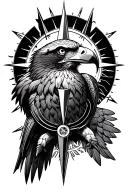 sward compass eagle tattoo design idea