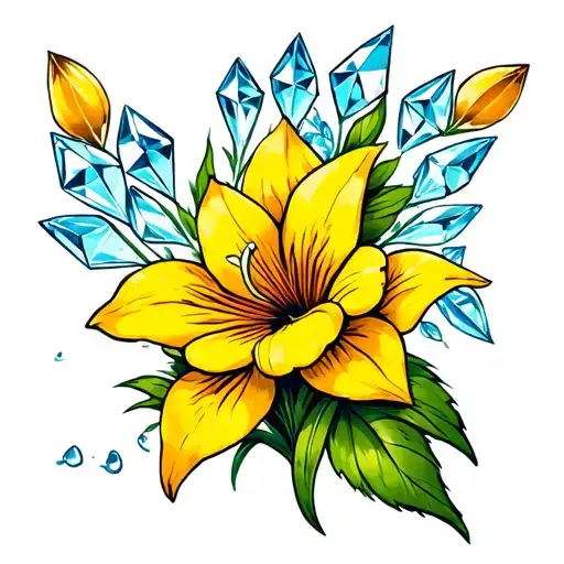 diamond wich jonquil flower accents around tattoo design idea