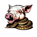 Pig eating a rattlesnake tattoo design idea