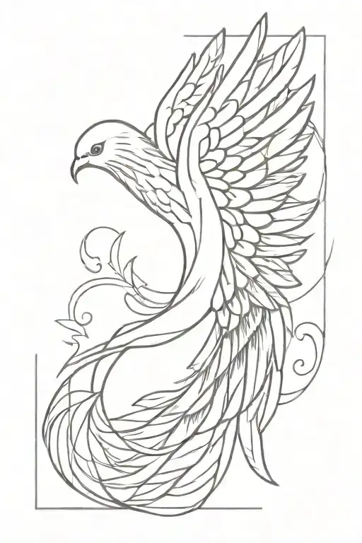 angel wing wide open and dove flying tattoo design idea