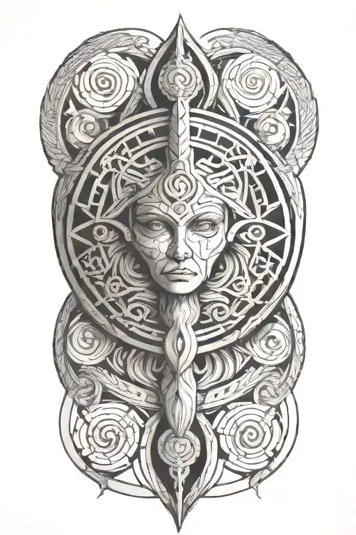 face of a viking goddess tattoo design idea