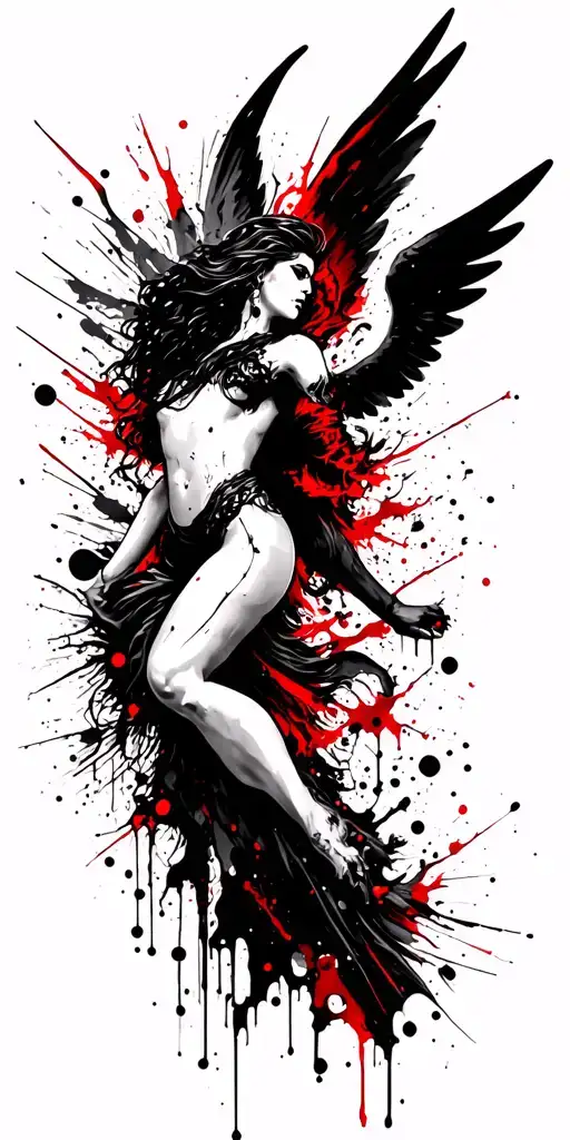 angel vs. demon conflict tattoo design idea