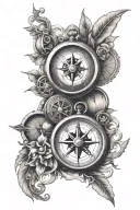 compass and clock tattoo design idea