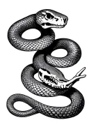 snake skeleton pointing north tattoo design idea
